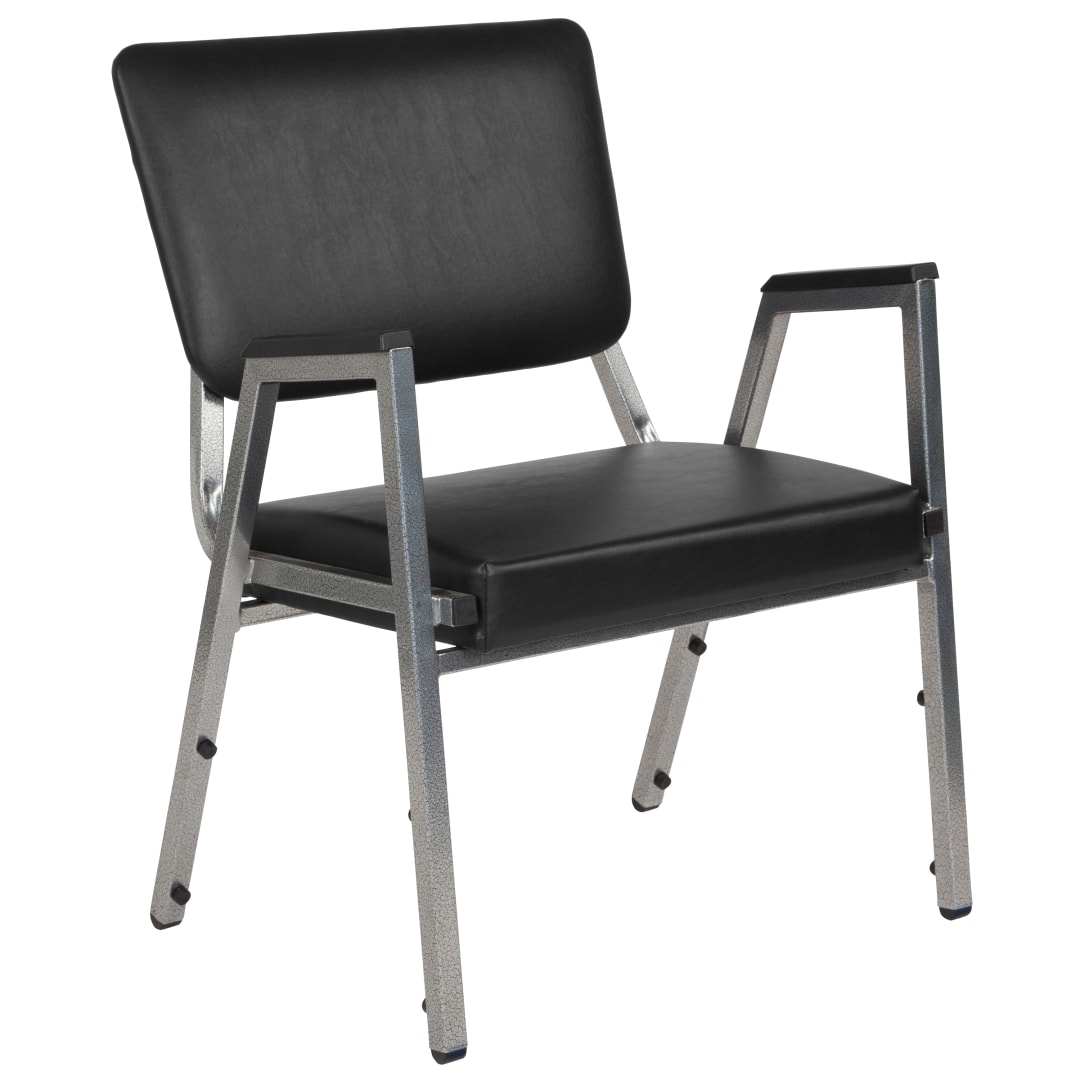 HERCULES Series 1000 lb. Rated Black Antimicrobial Vinyl Bariatric Medical Reception Arm Chair with 3/4 Panel Back