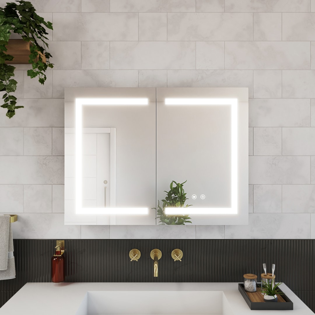 Brilliance 24 inch H x 32 inch W Two-Door LED Medicine Cabinet