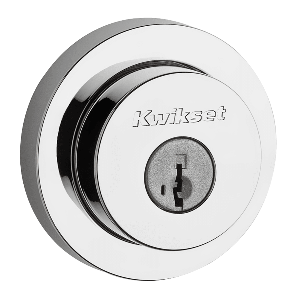 158 Round Deadbolt, Keyed One Side, featuring SmartKey Security™ in Polished Chrome
