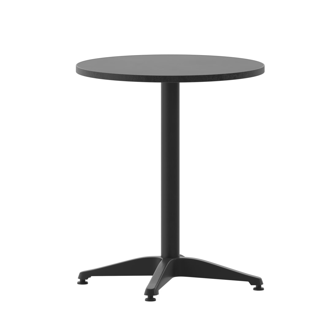 Mellie 23.5'' Black Round Metal Indoor-Outdoor Table with Base