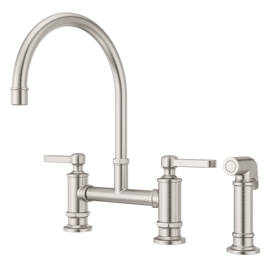 Port Haven 2-Handle Kitchen Faucet with Side Spray in Stainless Steel