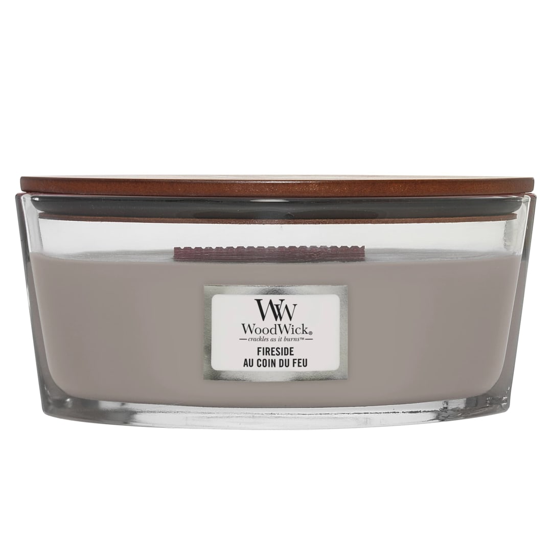 WoodWick® Ellipse Scented Candle | Fireside | with Crackling Wick | Burn Time: Up to 50 Hours