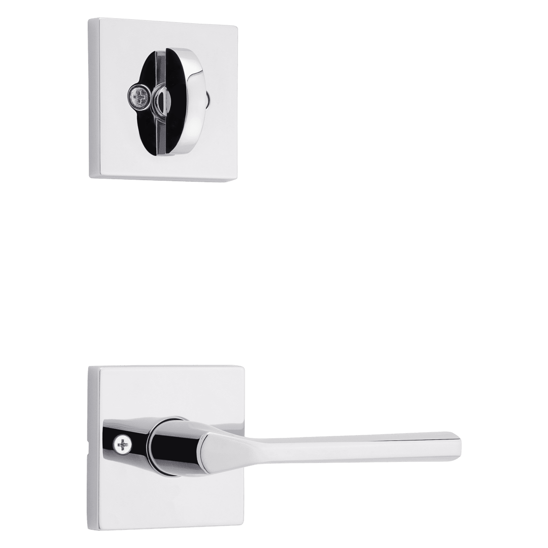 966 Single Cylinder Interior Pack w/ Square Rose Lisbon Lever Handlesets in Polished Chrome