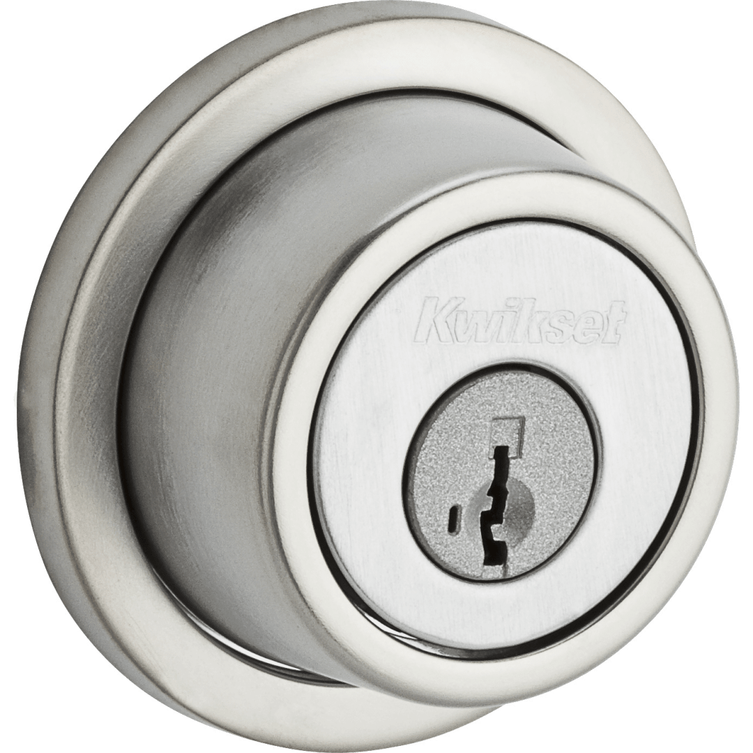 993 Contemporary Round Deadbolt, Keyed One Side, featuring SmartKey Security™ in Satin Chrome