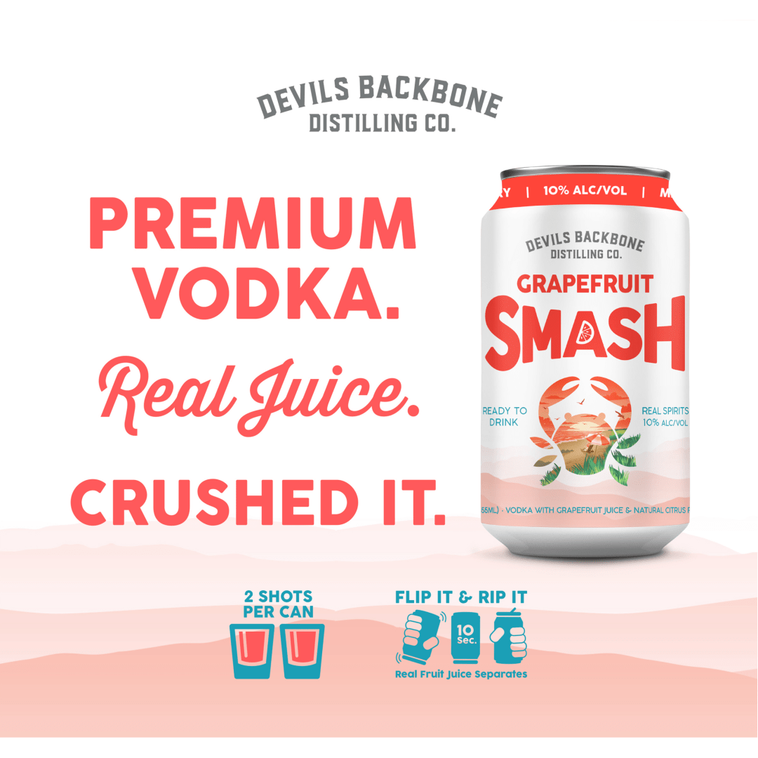 Devils Backbone Distilling Company Grapefruit Smash 10%, 4PK 12oz Can