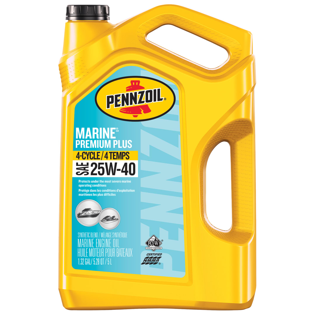 Pennzoil Marine Premium Plus Synthetic Blend 25W-40 4-Stroke Motor Oil, 5 Litre