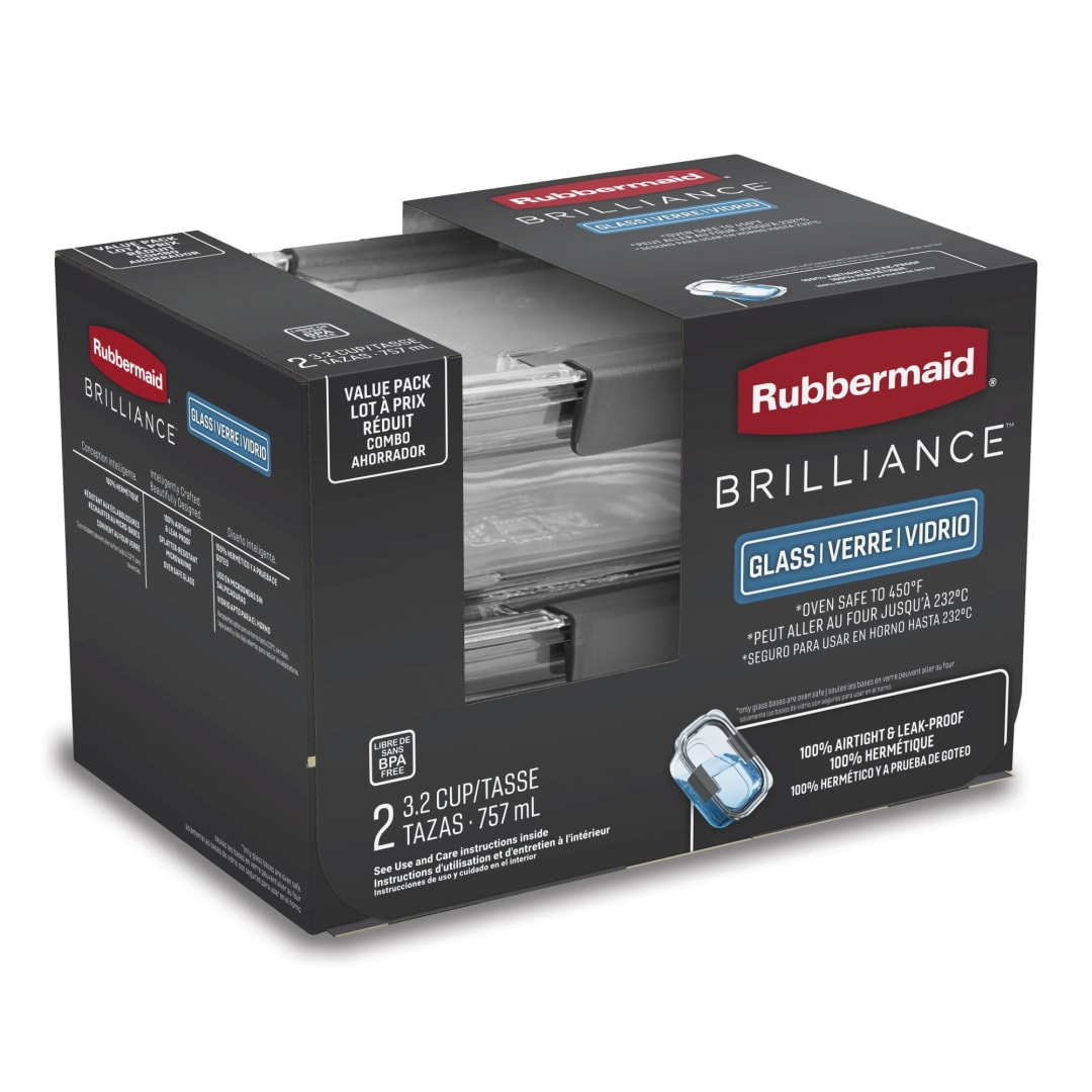 Rubbermaid 3.2 Cup Brilliance Glass Food Storage Containers, Set of 2