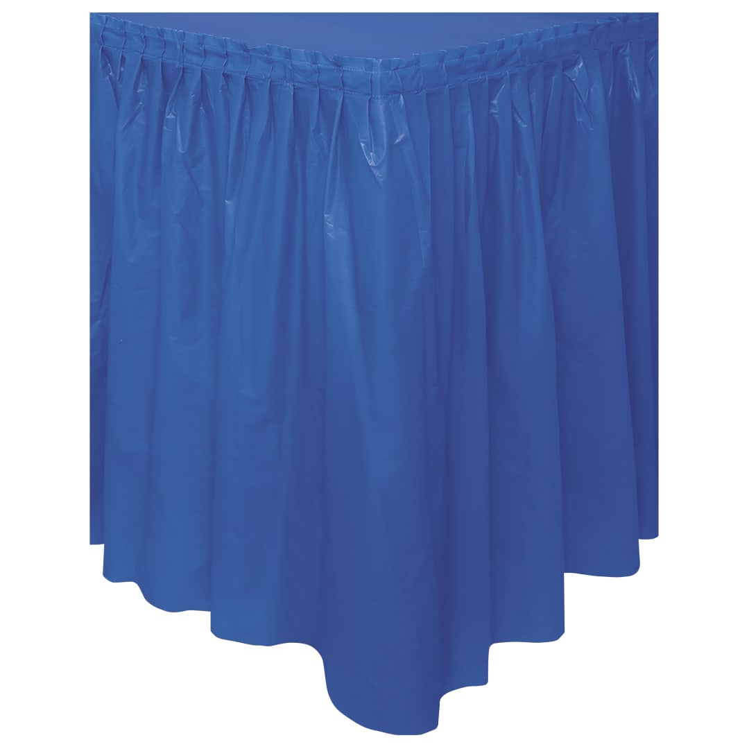 Royal Blue Solid Plastic Table Skirt, 29" x 14 ft