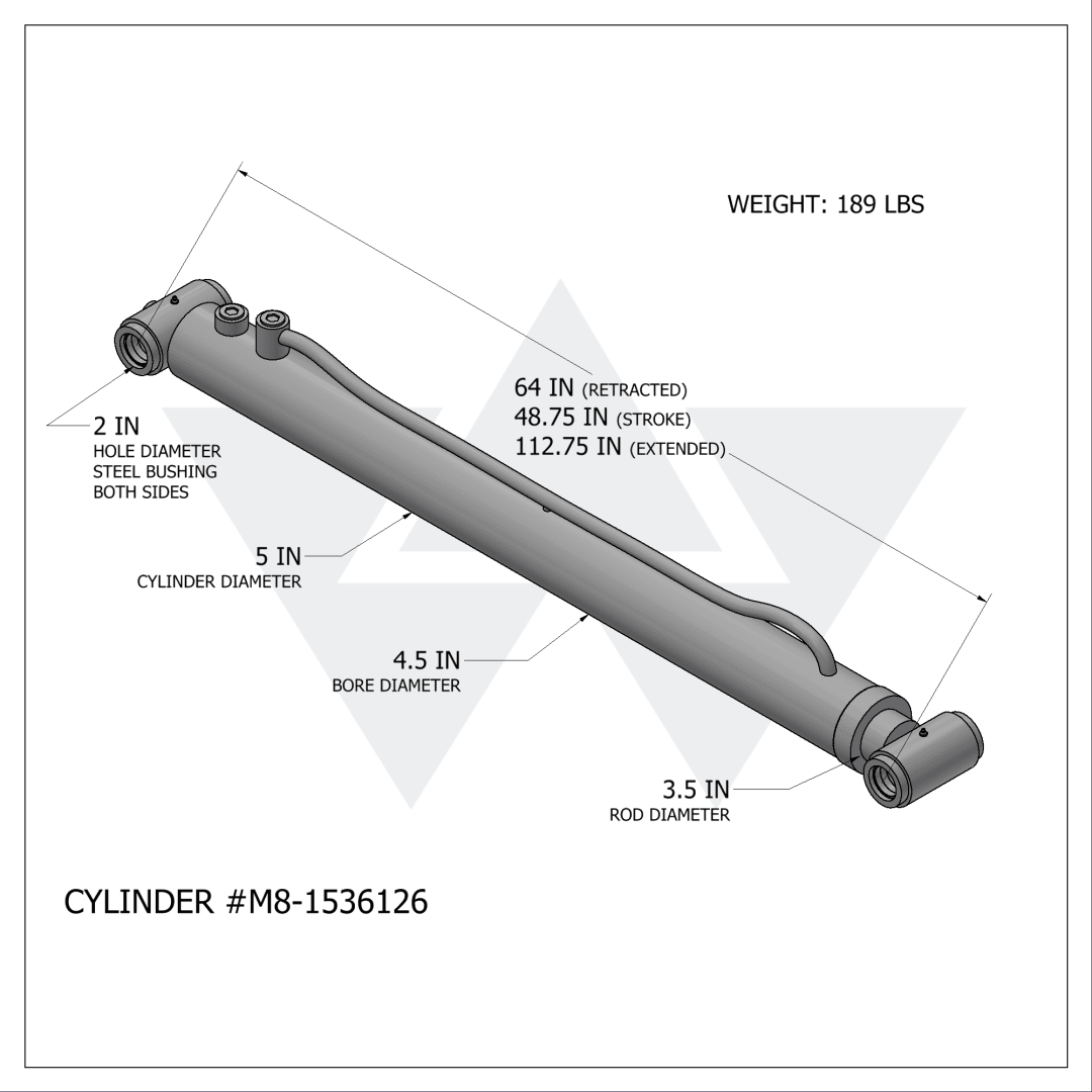 Wastebuilt® Replacement for McNeilus Packer Cylinder, AR GEN II (4.5" X 3.5" X 48.75")