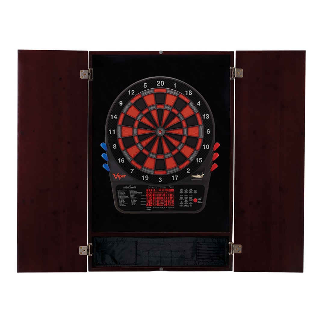 Viper Metropolitan Mahogany Soft Tip Dartboard Cabinet and Viper 800 Electronic Dartboard