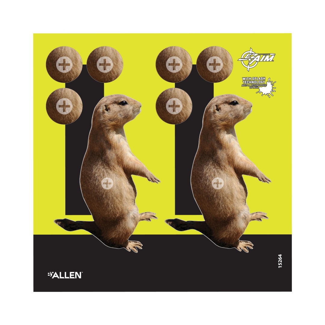 EZ Aim® Reactive Prairie Dog Paper Shooting Targets, 8"W x 8"H, 6-Pack, Black/Chartreuse
