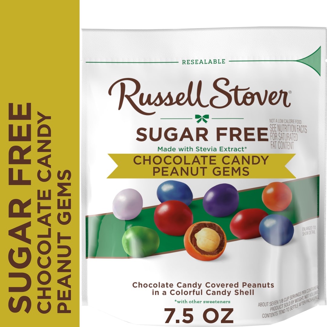 RUSSELL STOVER Sugar Free Chocolate Candy Coated Peanuts, 7.5 oz. bag