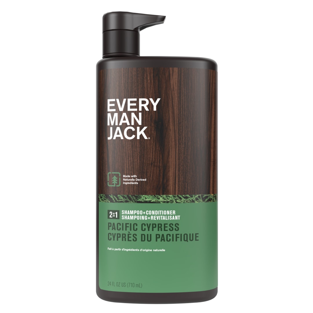 Every Man Jack 2-in-1 Daily Shampoo + Conditioner - Pacific Cypress | Nourishing For All Hair Types, Naturally Derived, Cruelty-Free Shampoo and Conditioner Set for Men | 24oz -1 Bottle