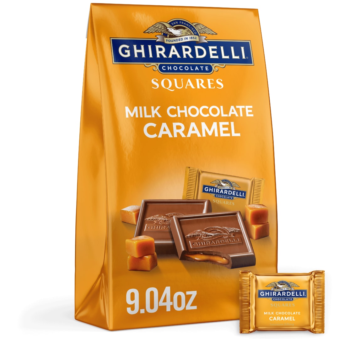 GHIRARDELLI Milk Chocolate Squares with Caramel Filling, 9.04 oz Bag
