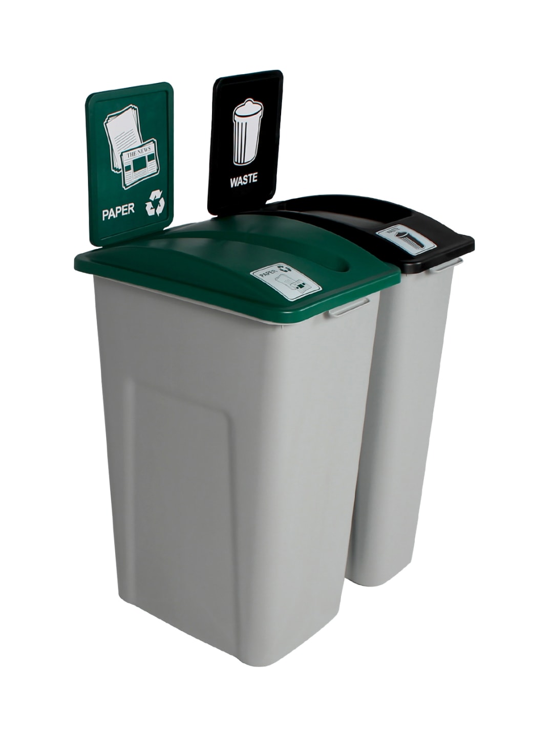 WASTE WATCHER - Double - Kit - Paper-Waste - Slot-Full - Grey-Green-Black