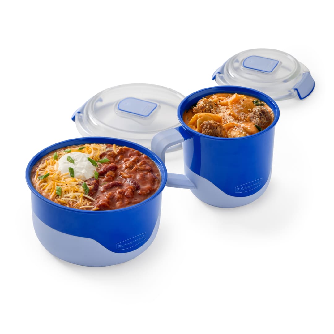 Rubbermaid Pack & Go Microwavable Set with 660 mL Soup Mug and 900 mL Container, Leakproof Meal Prep Containers