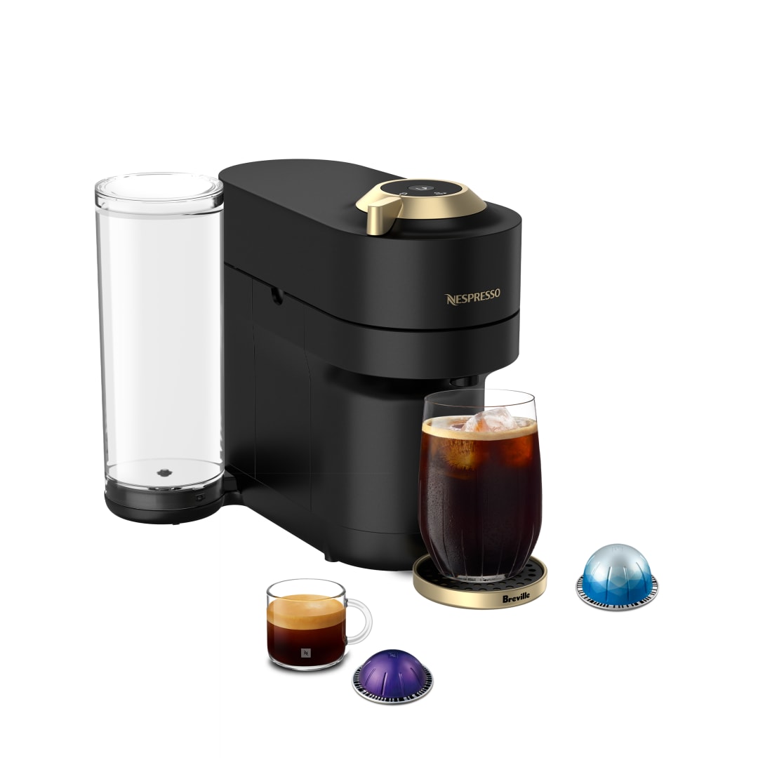 Nespresso Vertuo Pop+ Coffee and Espresso Maker by Breville, Matte Black Gold