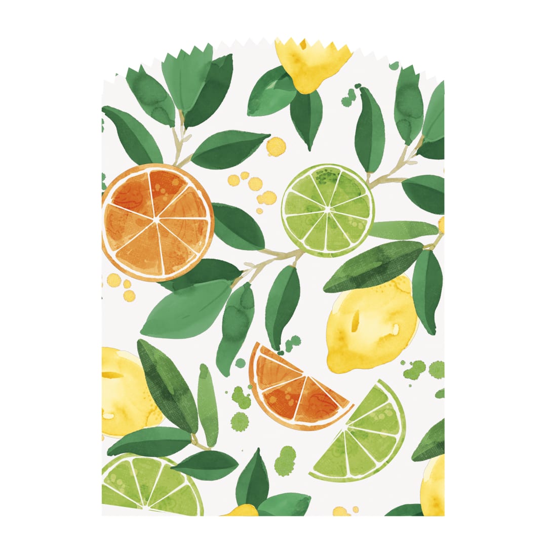 Citrus Fruit Paper Treat Bags with Stickers, 6ct