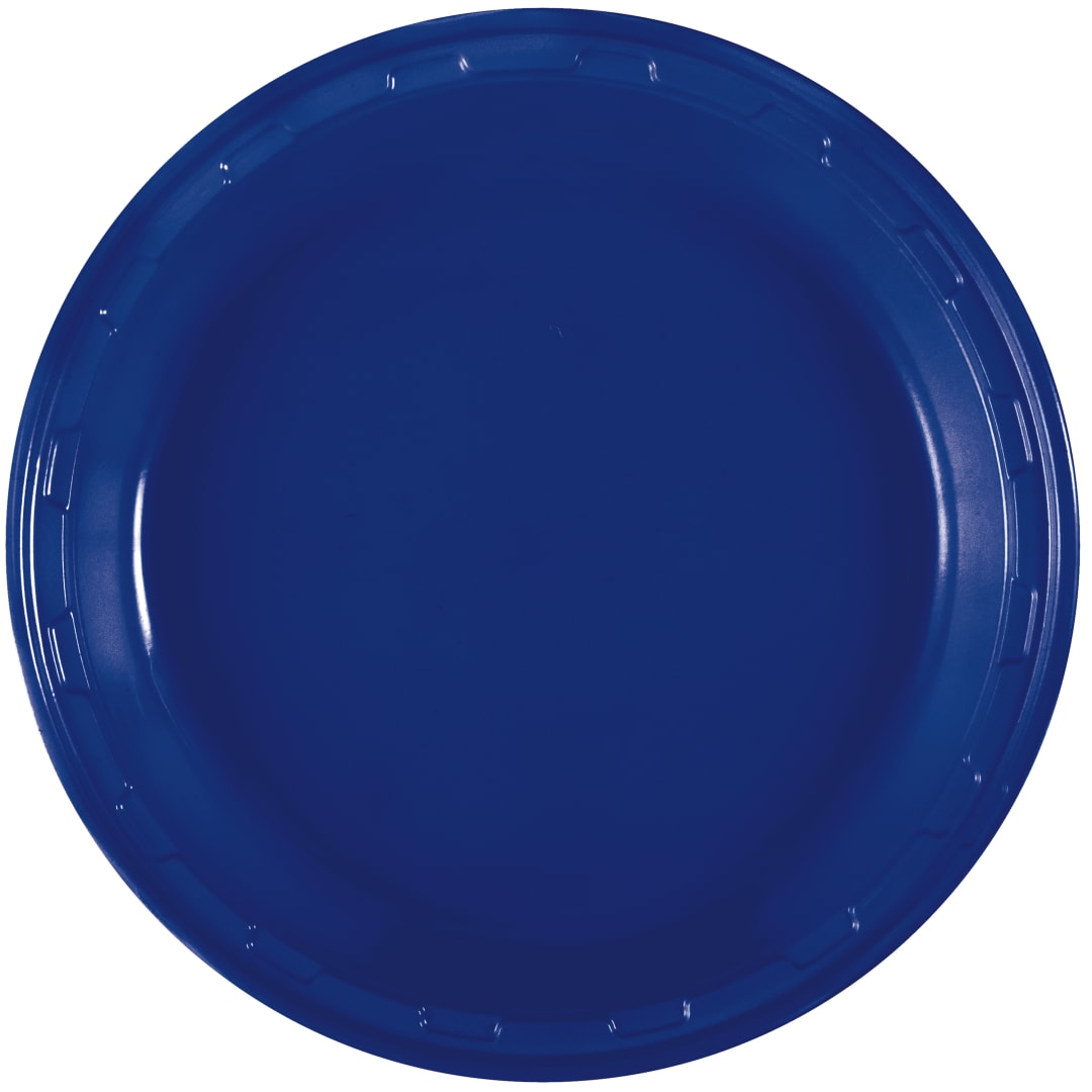 True Navy Solid Round 10" Plastic Dinner Plates, 50ct