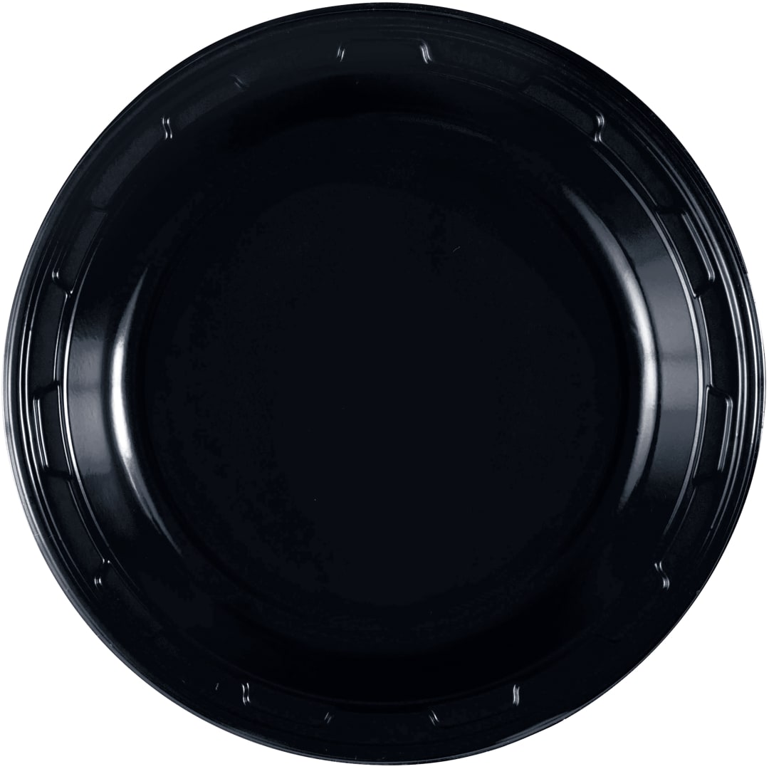 Midnight Black Solid Round 7" Plastic Dessert Plates, 50ct