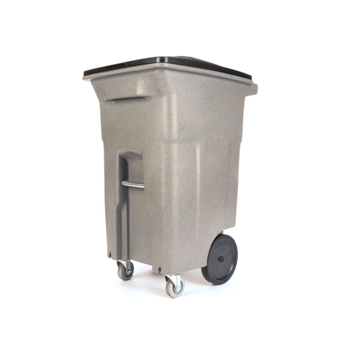 64 Gal. Graystone Trash Can with Wheels and Lid (2 Caster Wheels 2 Stationary Wheels)