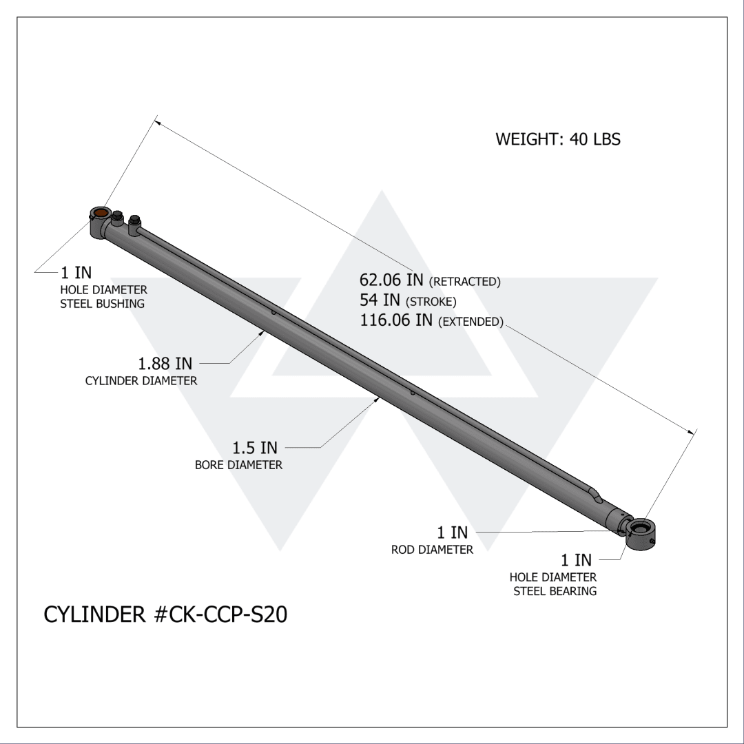 Wastebuilt® Replacement for Curotto-Can Slide Cylinder (1.5" X 1" X 54")