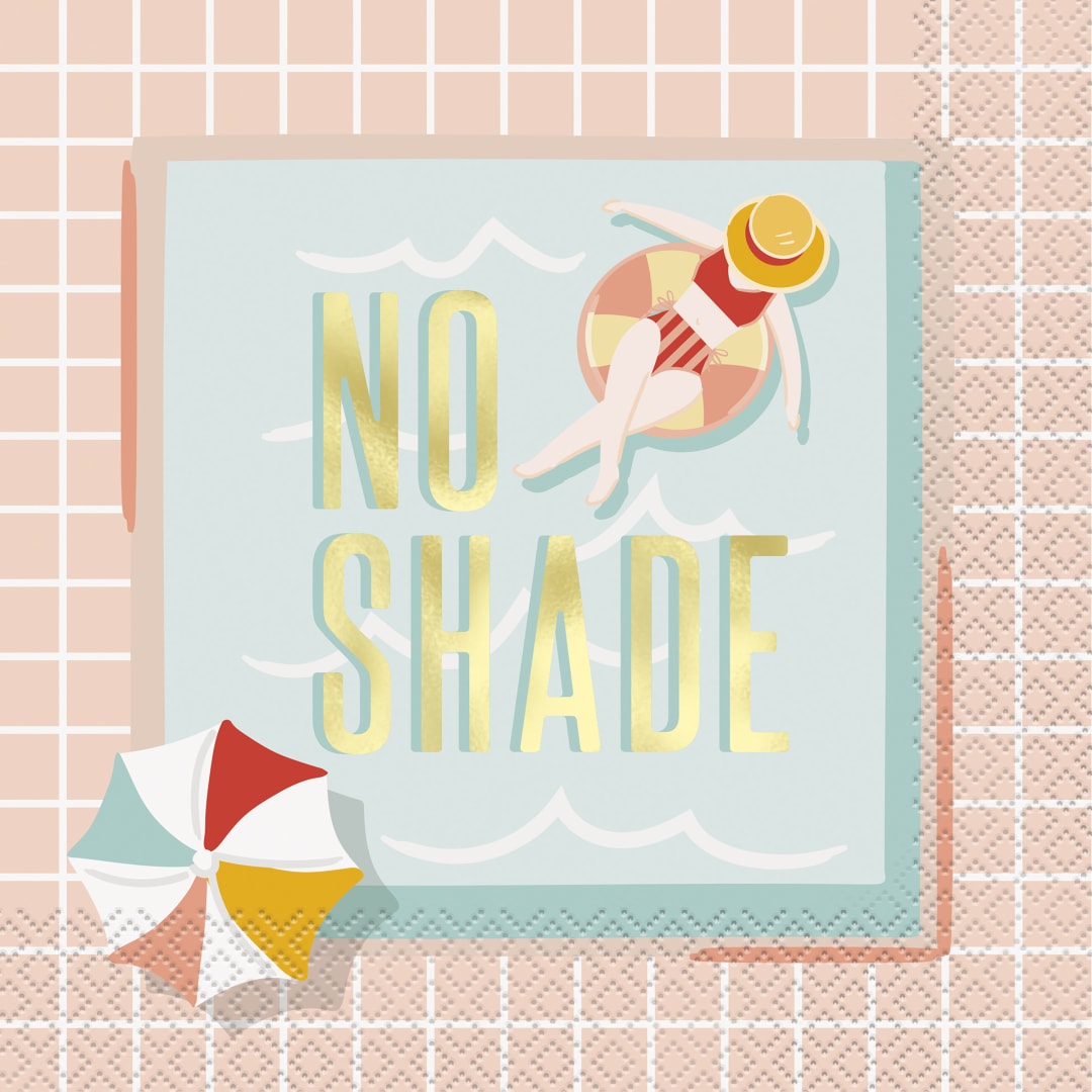 Poolside Summer "No Shade" Luncheon Napkins, 16ct - Foil Stamping