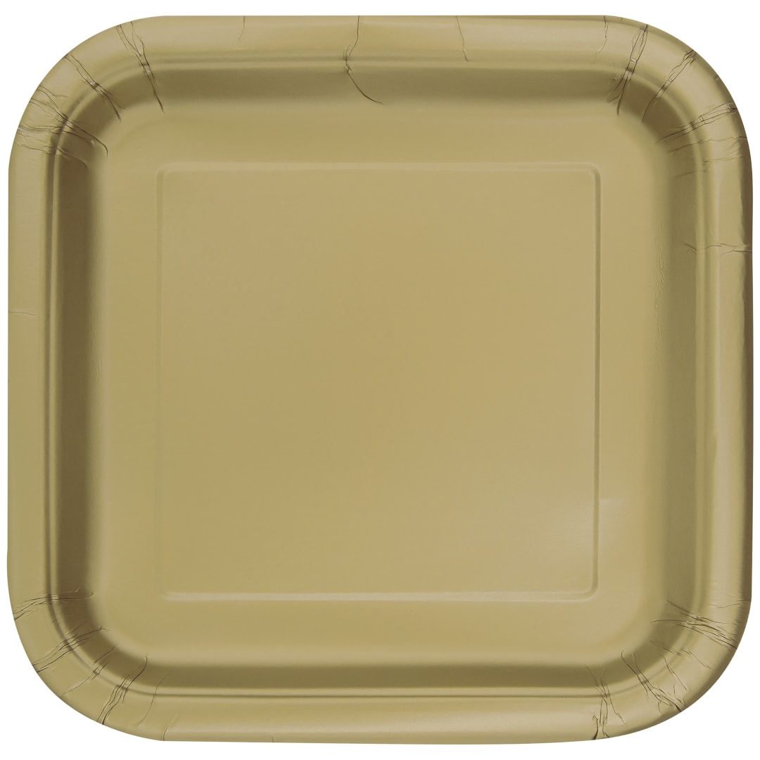 Gold Solid Square 7" Dessert Plates, 16ct