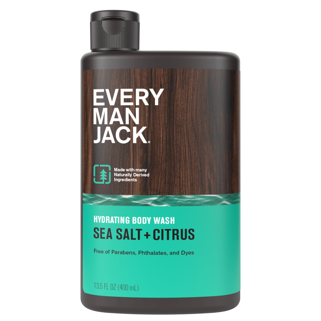 Every Man Jack Sea Salt + Citrus Hydrating Body Wash for Men, Naturally Derived, 13.5 oz