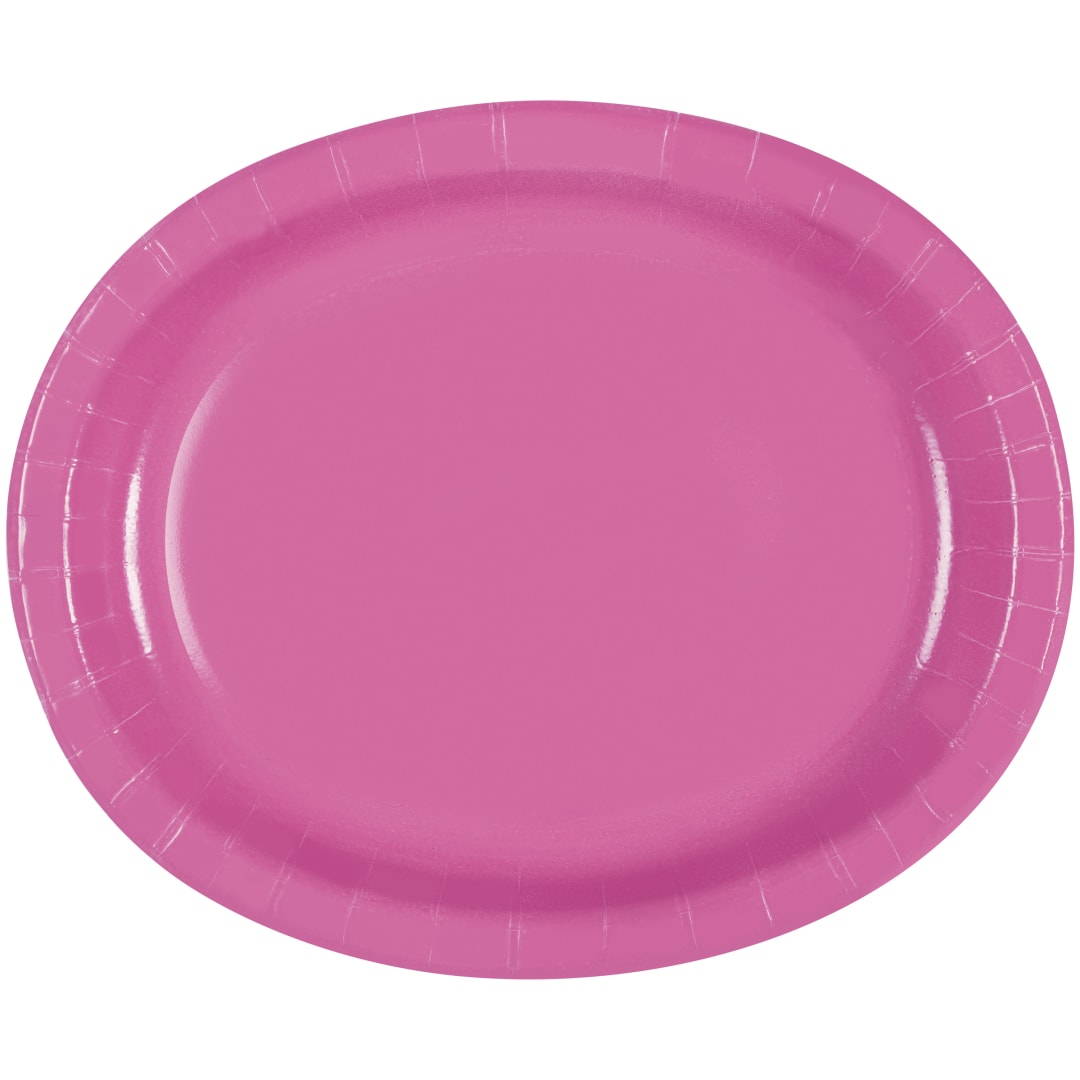Hot Pink Solid Oval Plates, 8ct