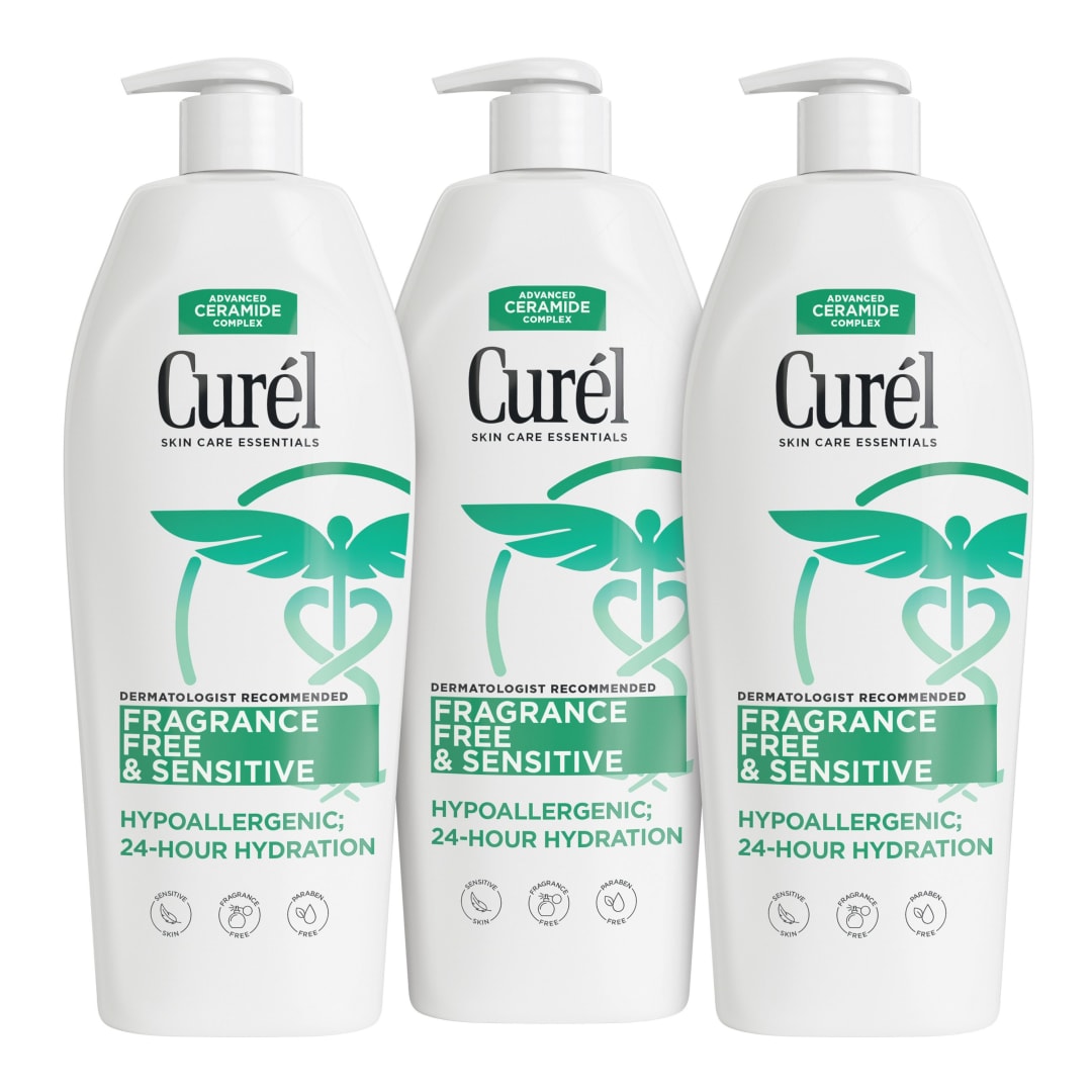 Curel Fragrance Free Body Lotion, Ceramide Moisturizer Dry Skin, 13 oz, 3pk