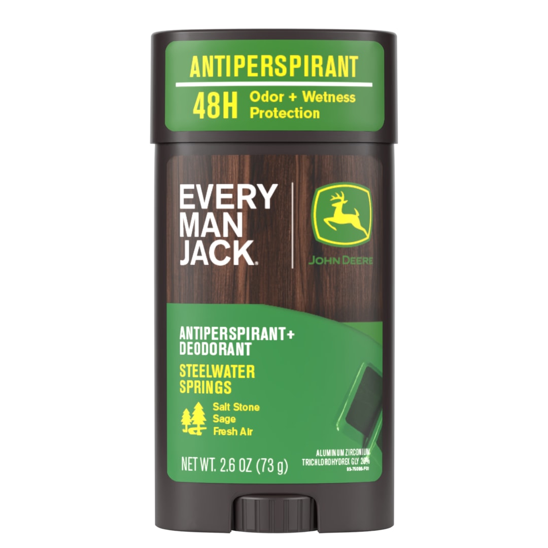 Every Man Jack Limited Edition John Deere Collection, Antiperspirant Men's Deodorant, Steelwater Springs scent, 2.6 oz