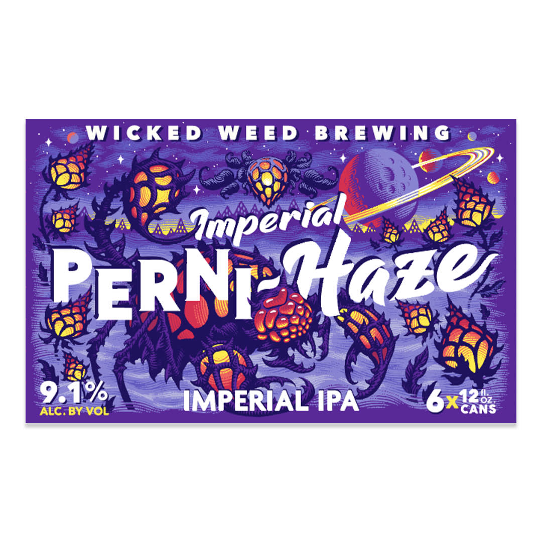 Wicked Weed Imperial Perni-Haze IPA Craft Beer, 6 Pack 12 fl oz Cans