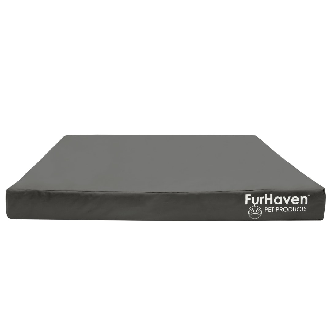 FurHaven Coated Oxford Indoor/Outdoor Deluxe Orthopedic Mattress Pet Bed, Stone Gray, Jumbo Plus