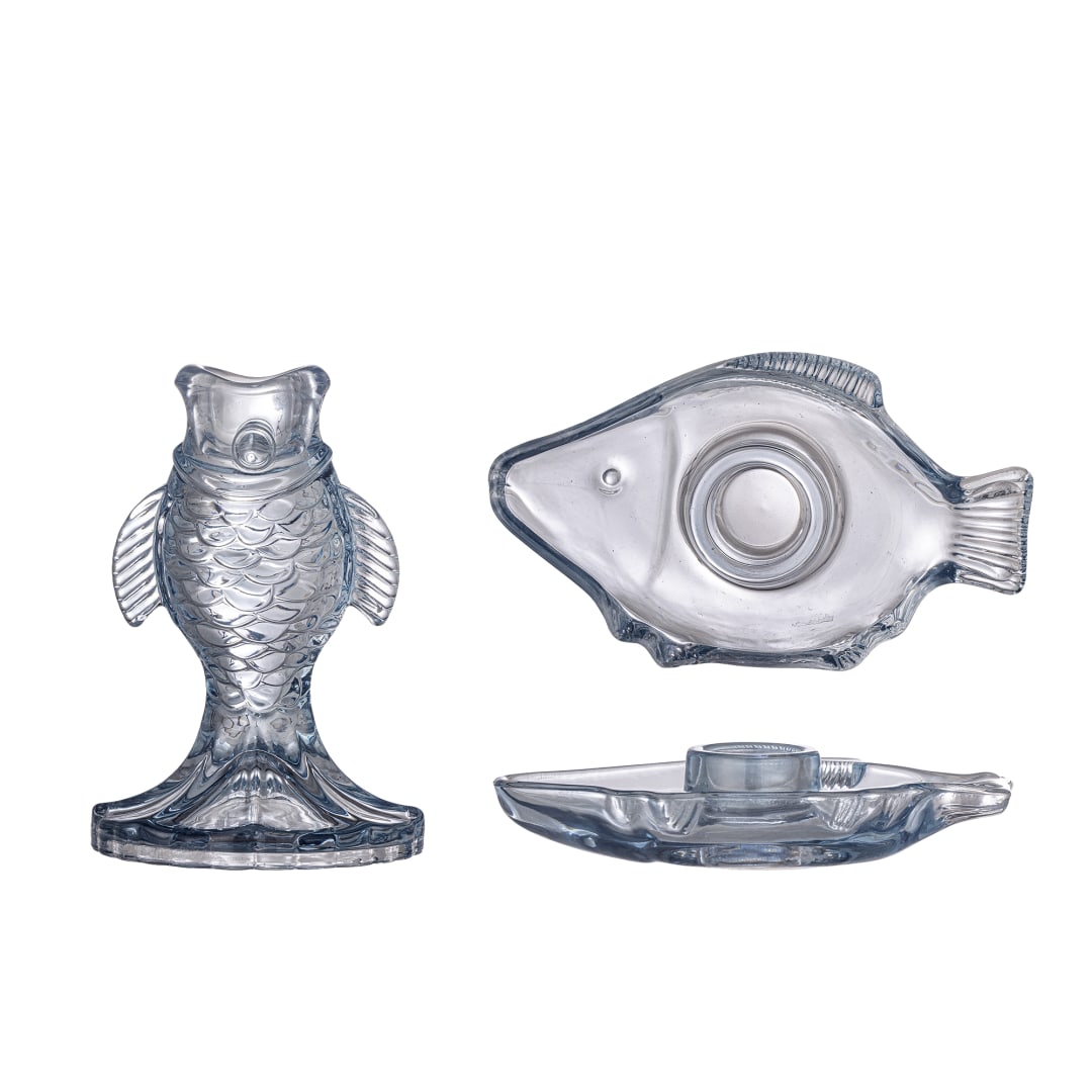 82061821 - Linley Candle Holder, Blue, Glass STOCK: 300
