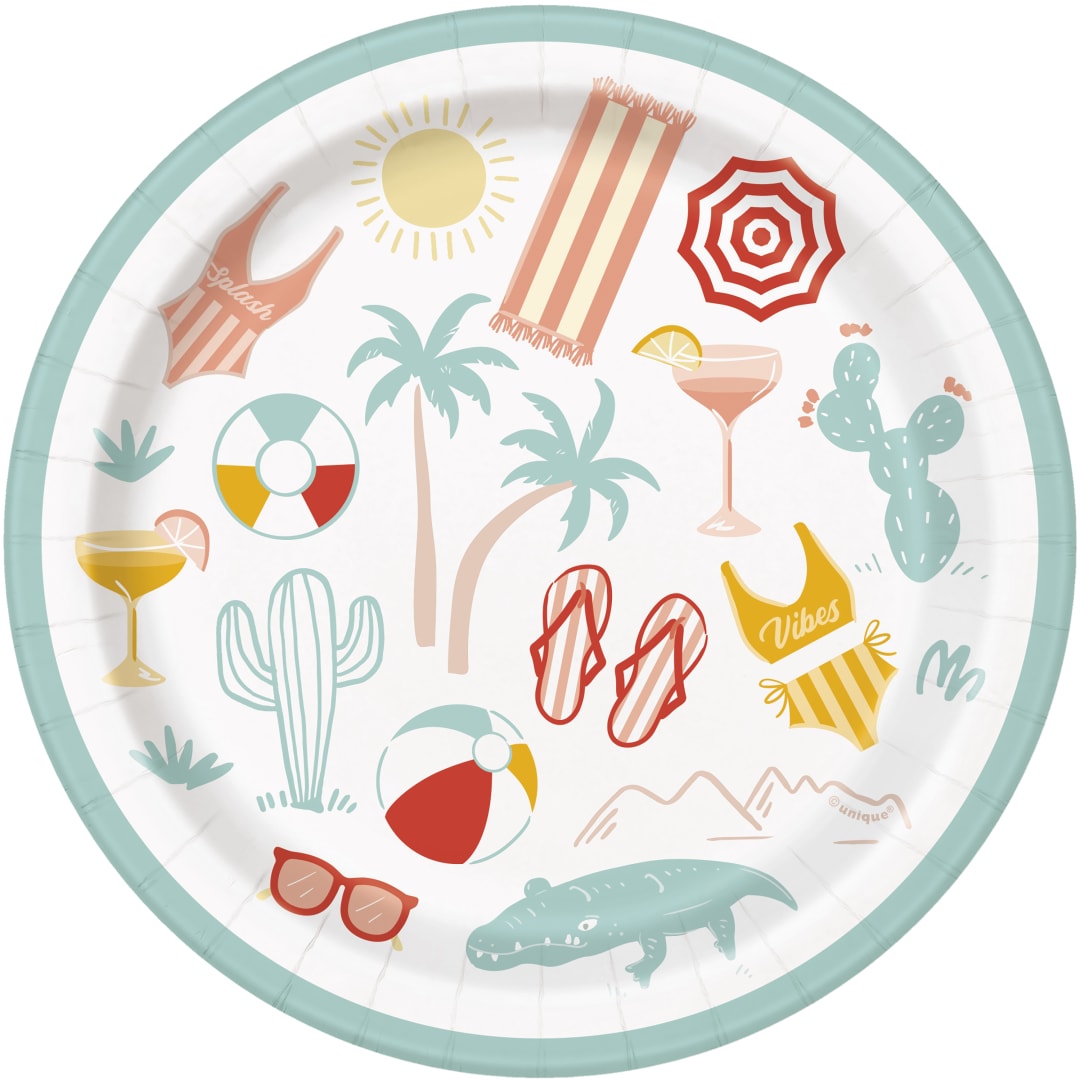 Poolside Summer Round 7" Dessert Plates, 8ct