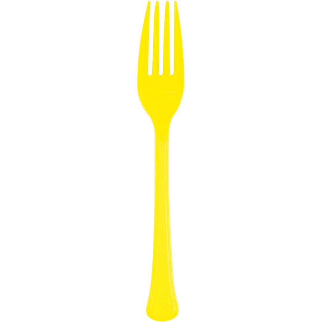 Neon Yellow Solid Premium Plastic Forks, 50ct