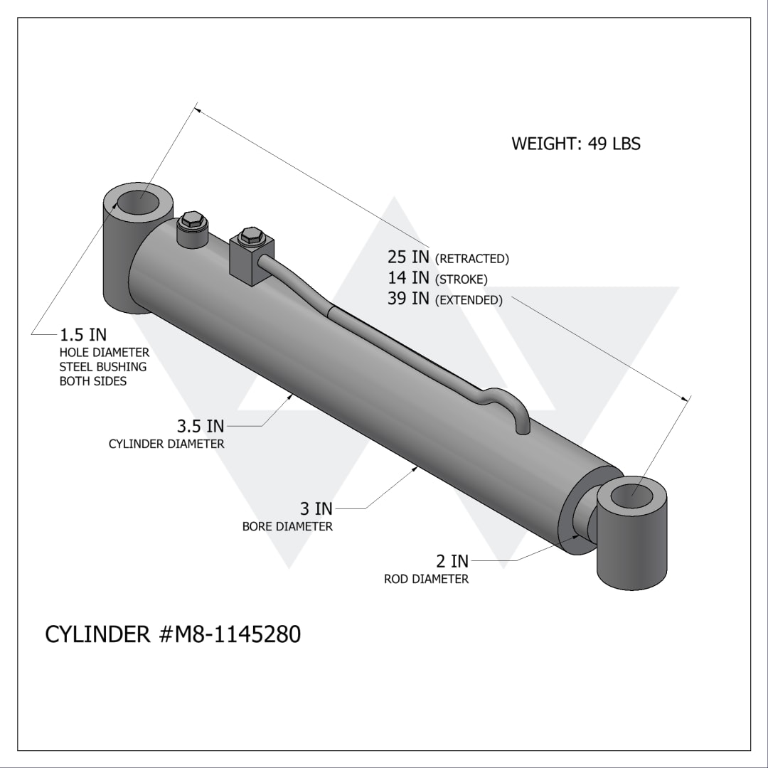 Wastebuilt® Replacement for McNeilus Pack Assist Cylinder (3" X 2" X 14")