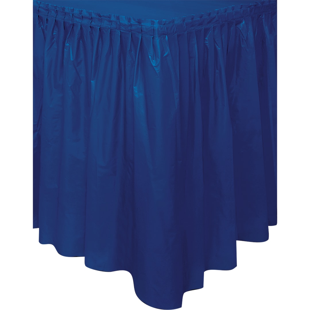 True Navy Solid Plastic Table Skirt, 29" x 21 ft
