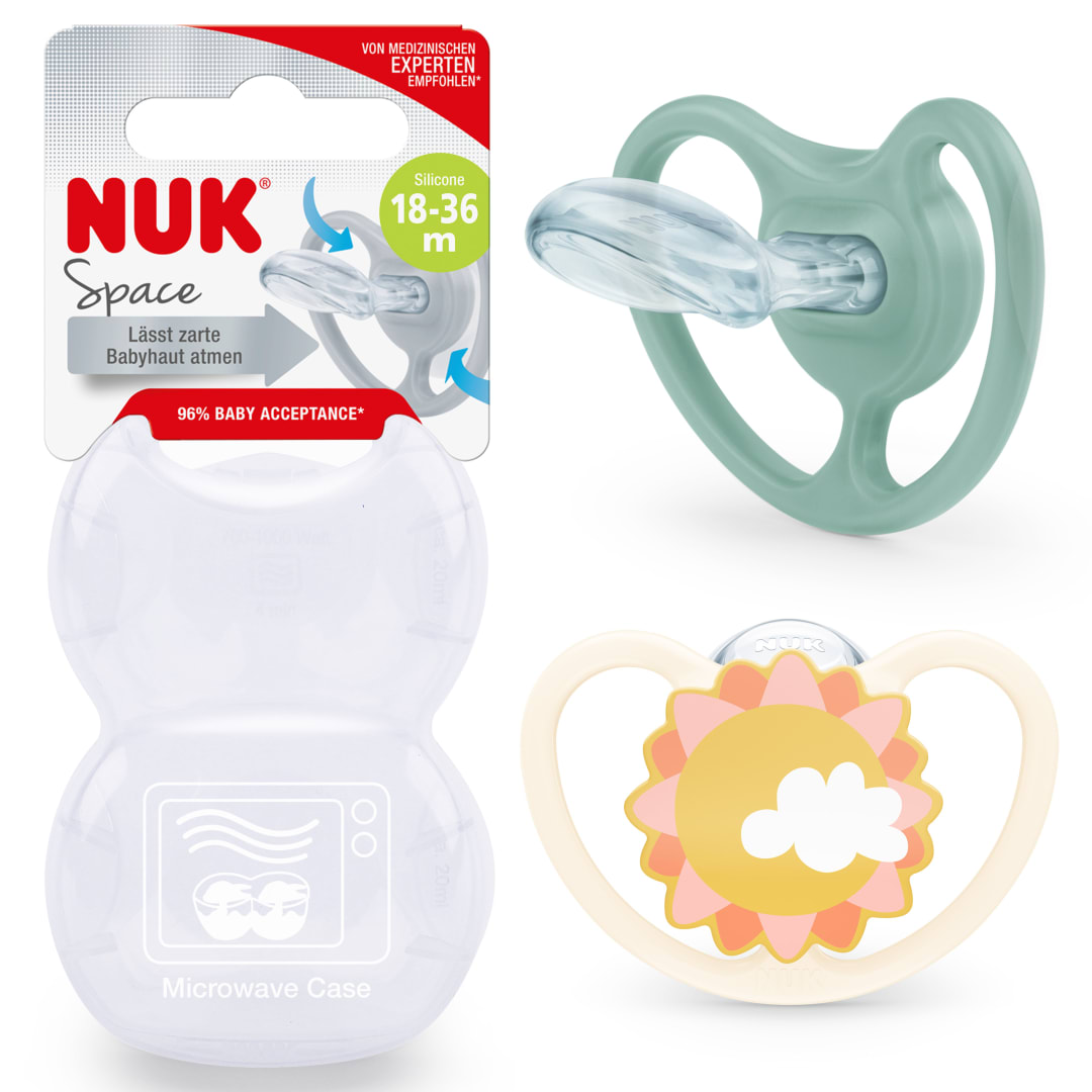 NUK Space chupete | 18-36 meses | Chupetes con ventilación adicional para pieles sensibles | Silicona sin BPA | Girl | 2 unidades