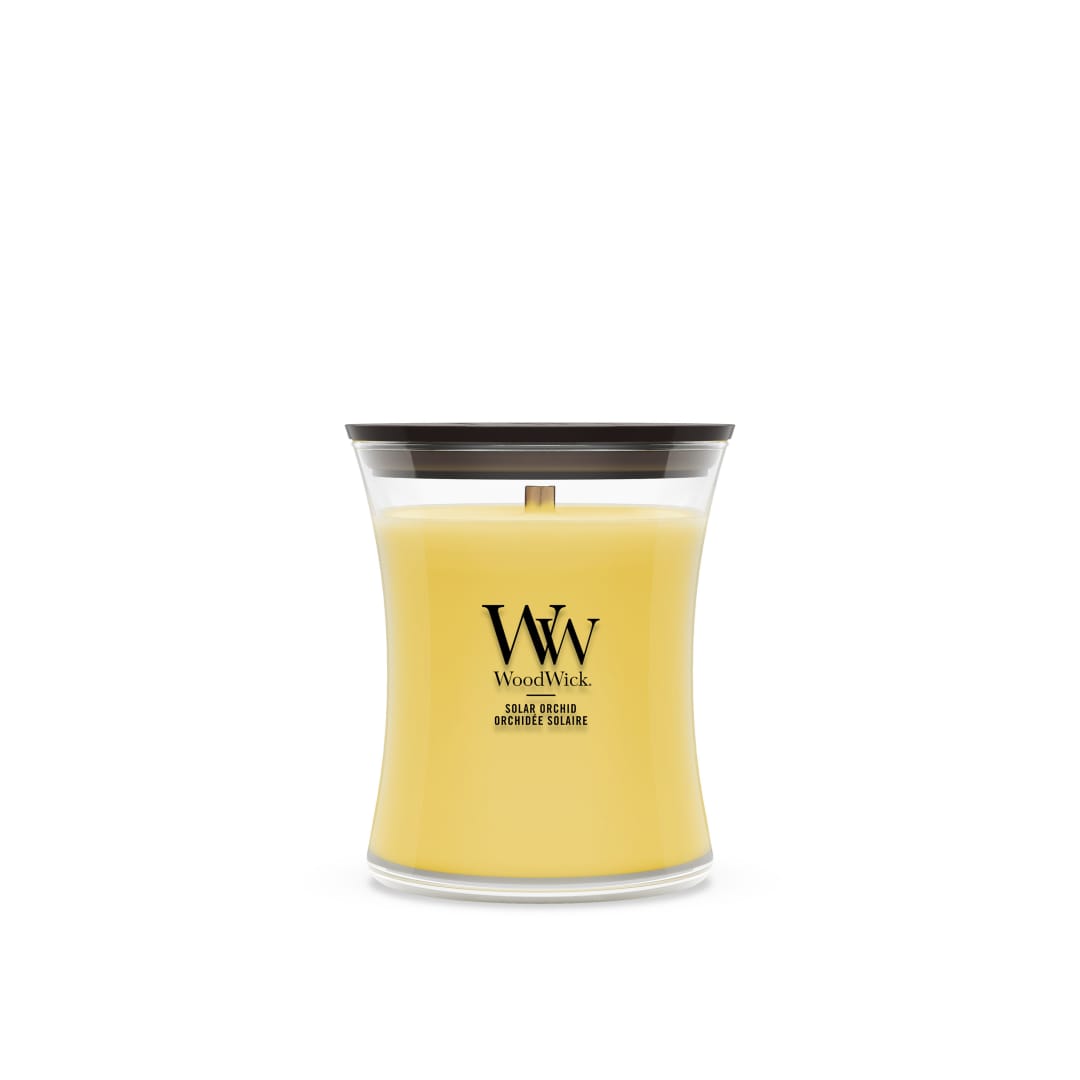 WoodWick Vela perfumada | Vela de tamaño mediano en forma de reloj de arena | Solar Orchid | Regalos perfectos para mujeres