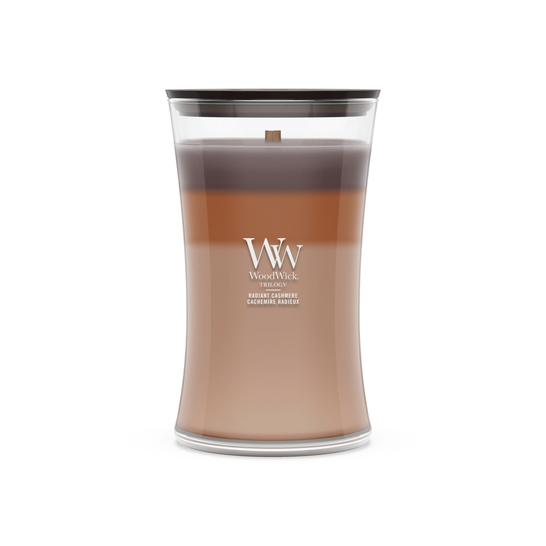 WoodWick Vela perfumada | Vela grande en forma de reloj de arena | Radiant Cashmere | Regalos perfectos para mujeres