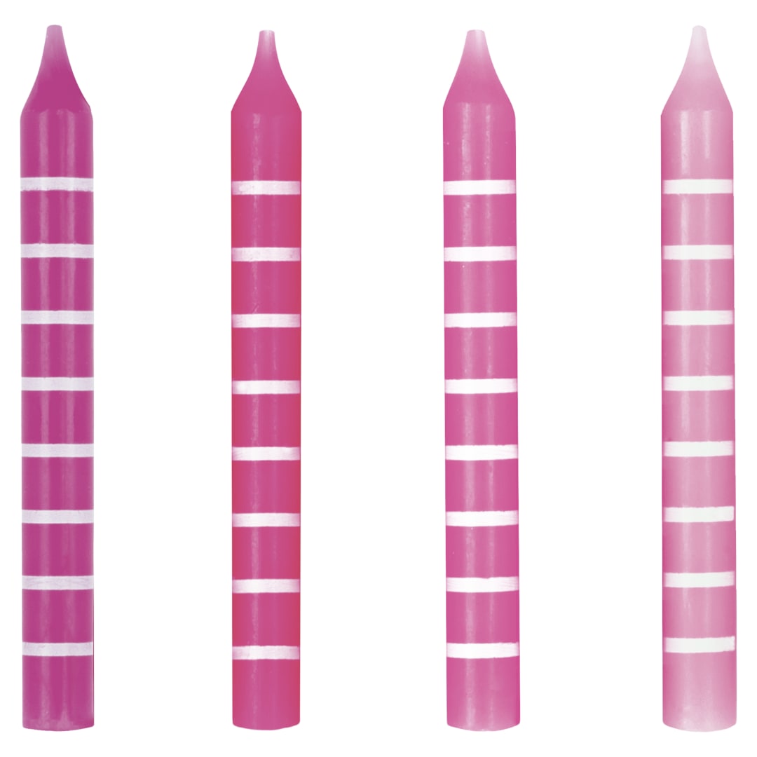 Pink Stripe Assorted 3" Birthday Candles, 12ct