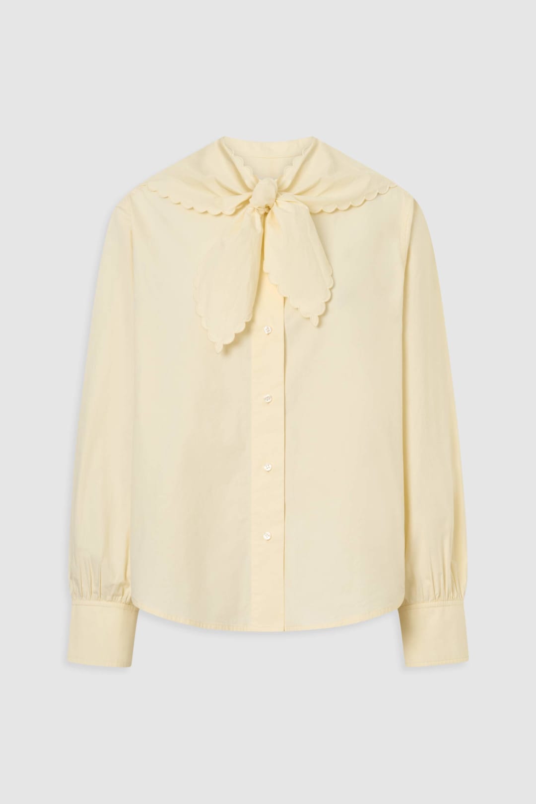 Scallop Tie Neck Shirt