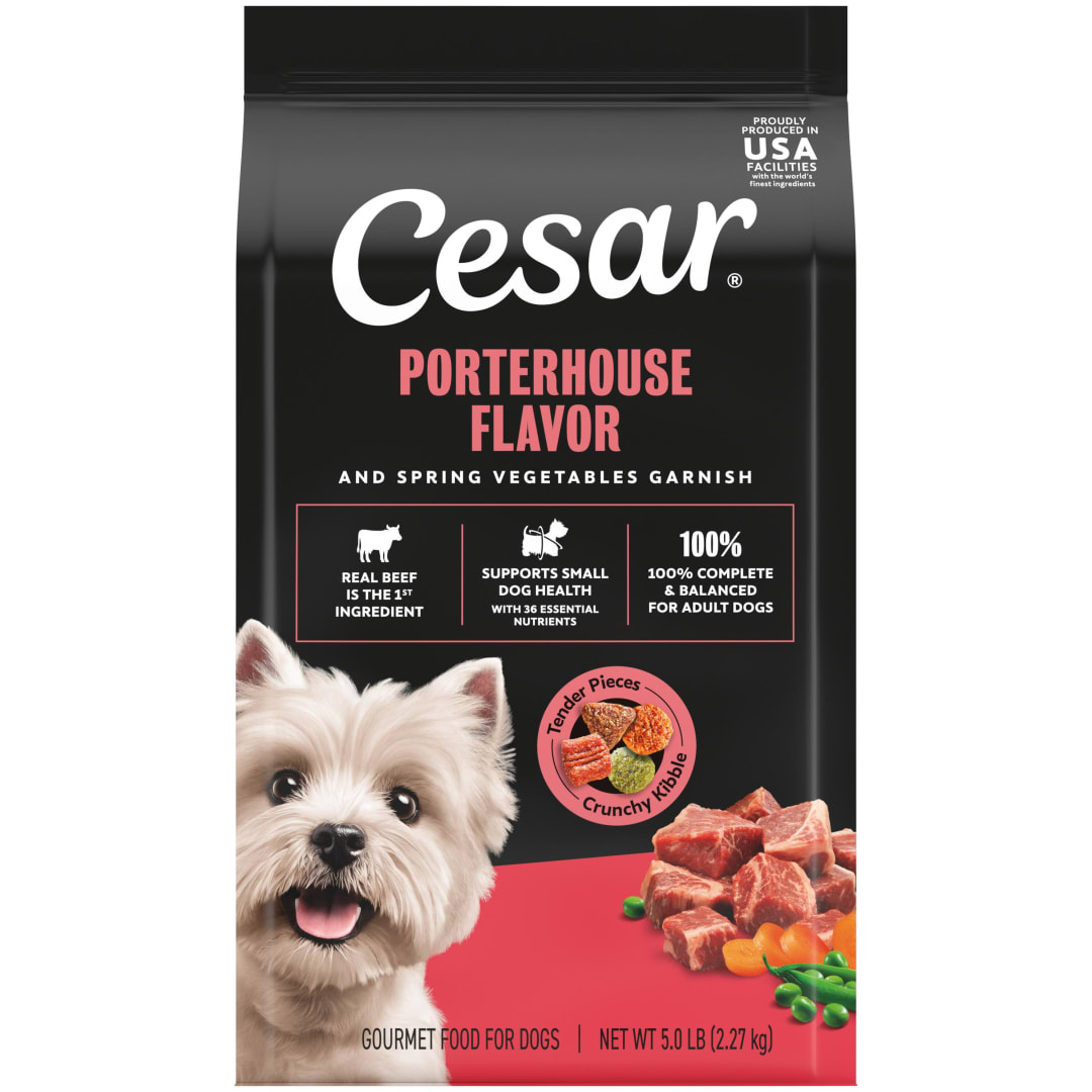Cesar Porterhouse Flavor and Vegetable Garnish Small Breed Dry Dog Food, 5 lb bag