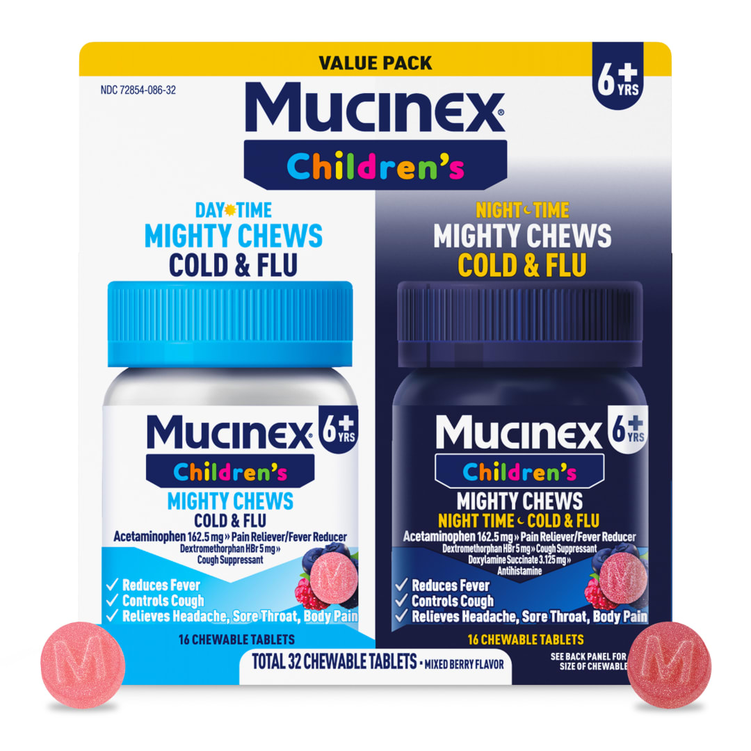 MUCINEX® Children`s Mighty Chews Cold & Flu - Day & Night Combo Pack 6/(2x16) ct.