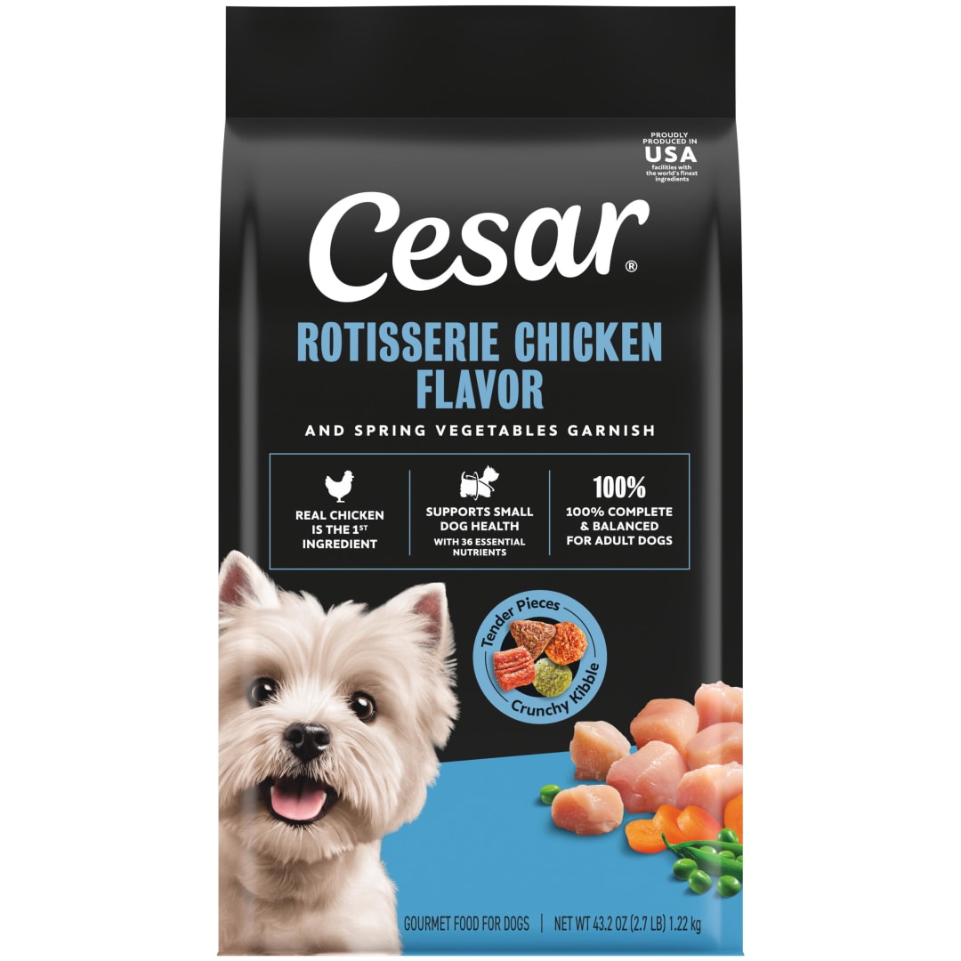 Cesar Chicken Flavor and Vegetable Garnish Small Breed Dry Dog Food Chicken, 2.7 lb Bag