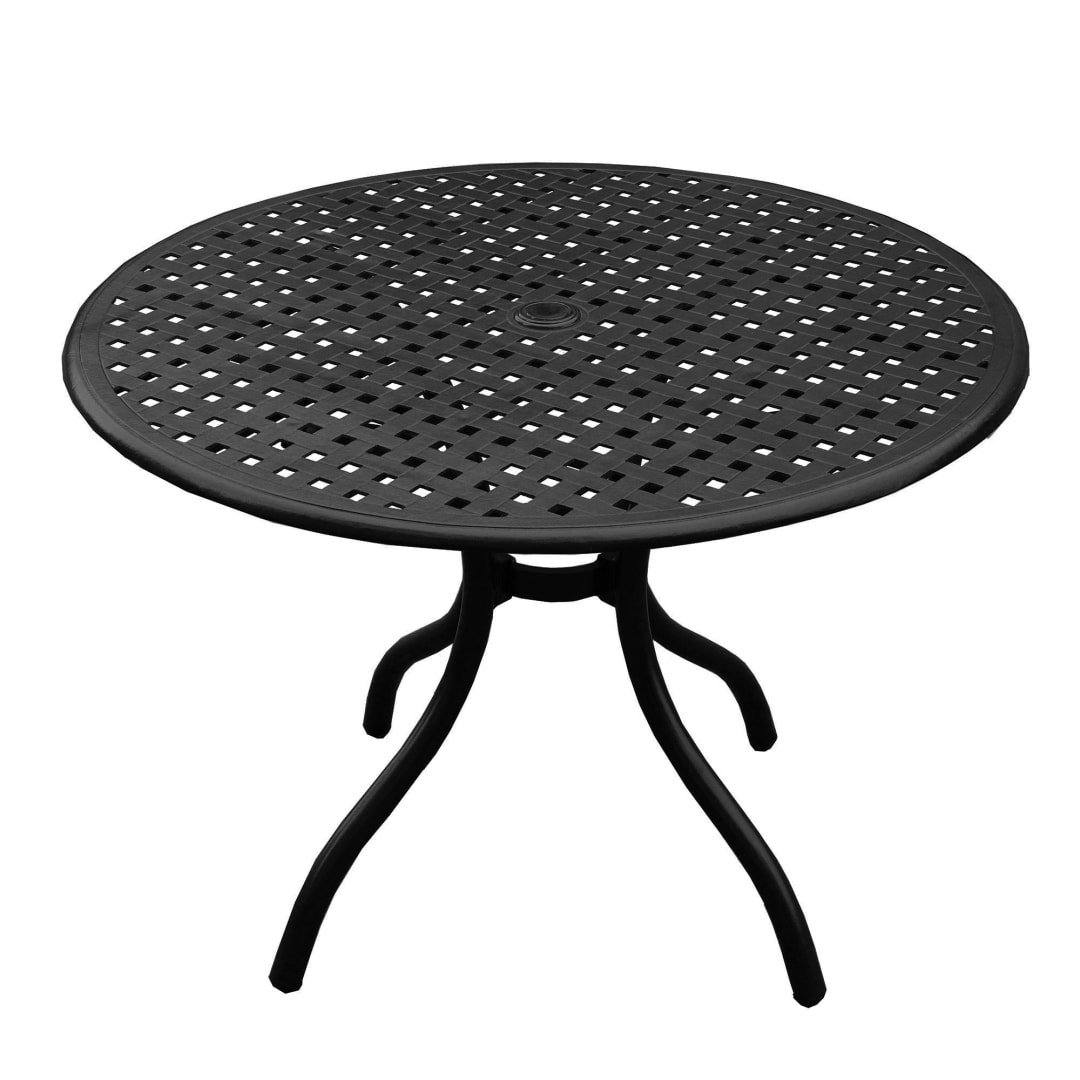 Modern Outdoor Mesh Aluminum 42-in Black Round Patio Dining Table