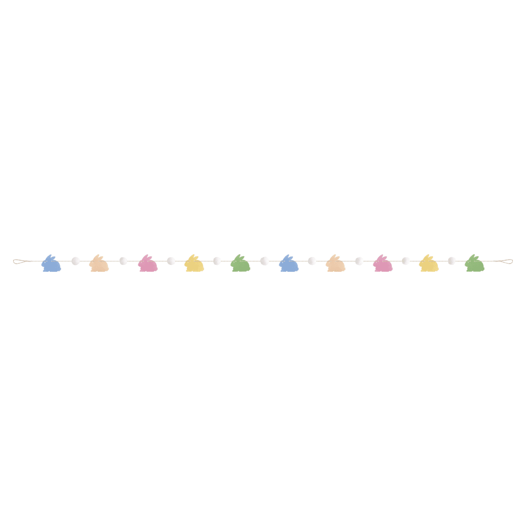 Felt Bunny Pom Pom Garland, 6 ft