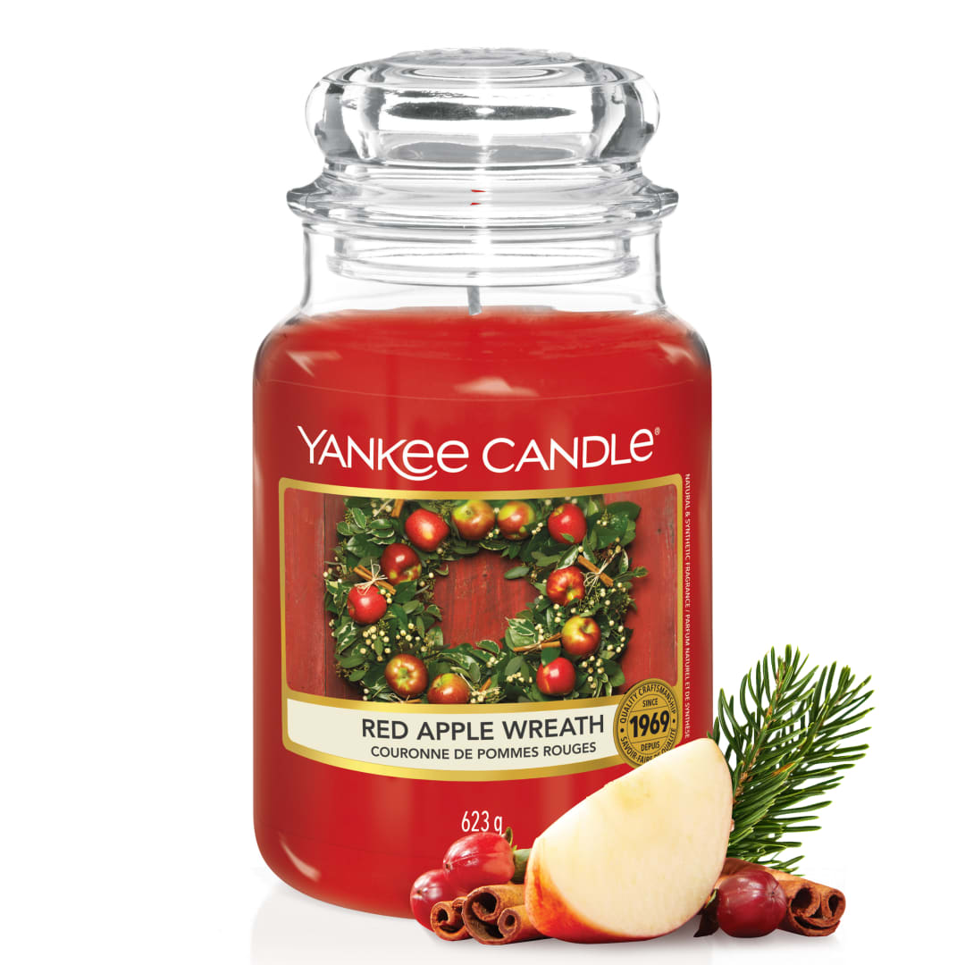 Yankee Candle Vela perfumada | Red Apple Wreath vela en tarro grande | Velas de larga duración: hasta 150 h | Regalo ideal para mujer